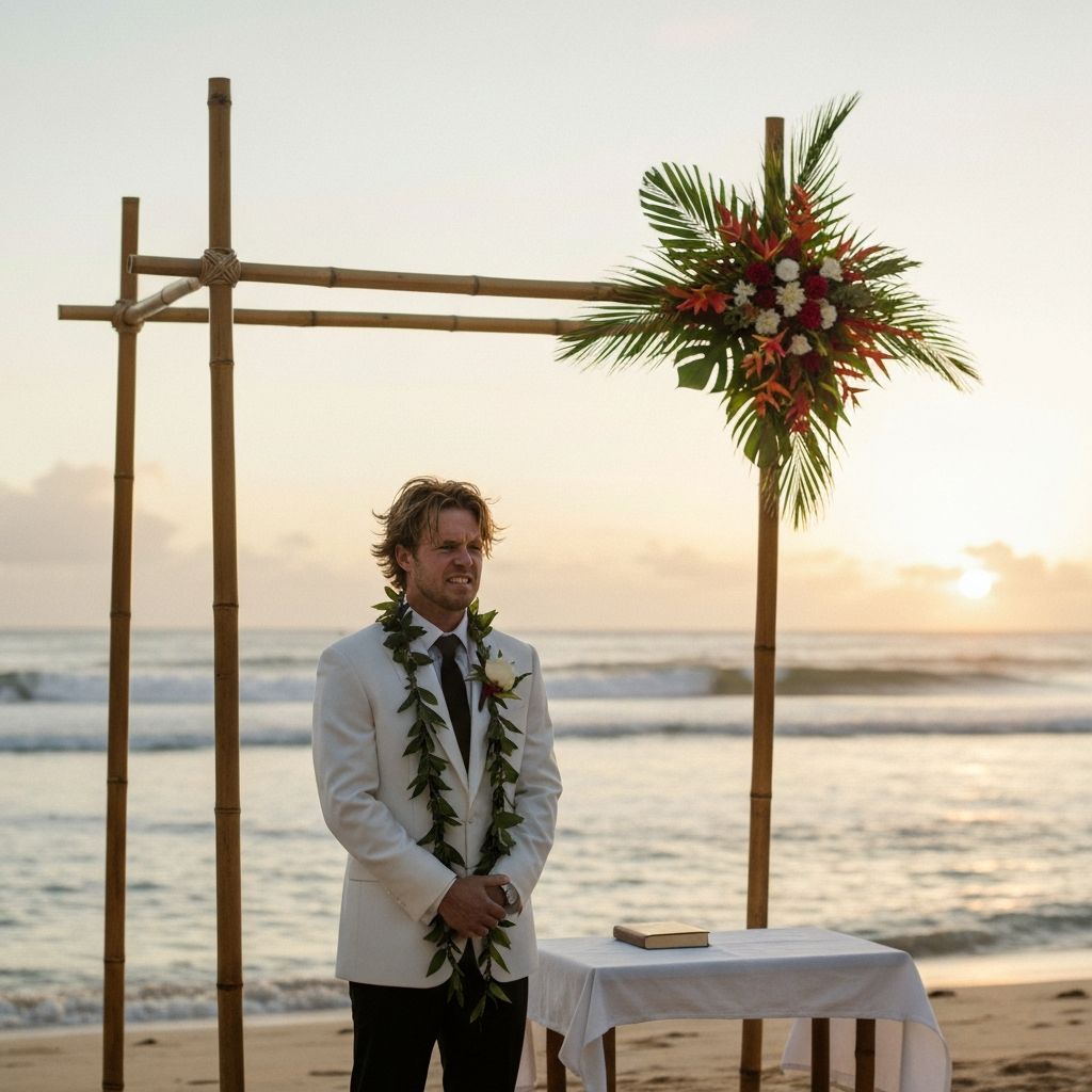 Couple portrait in Hawaiian jungle