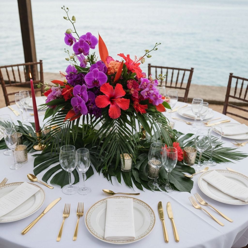 Hawaiian wedding table setting